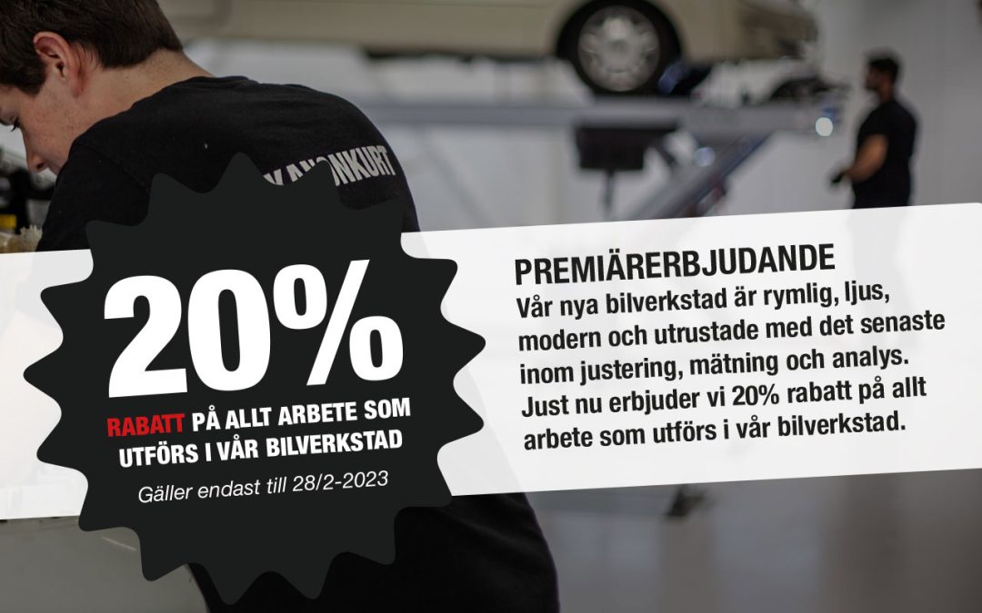 Erbjudande i Bilverkstaden 20%