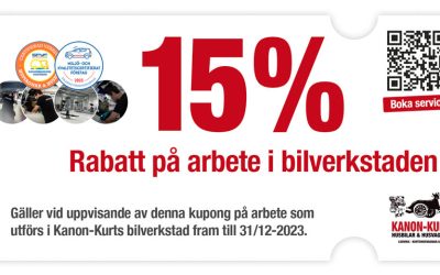 ERBJUDANDE! 15% Rabatt på arbete i Bilverkstaden!